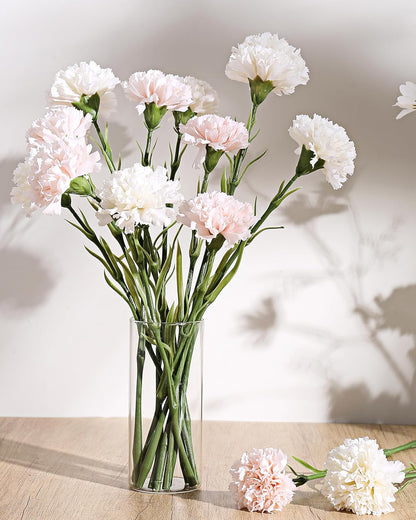 DuHouse 6pcs Carnations Artificial Flowers Latex Carnation Flowers,Real Touch Carnations with Stems for Wedding Party Office Home Decor(Blush)