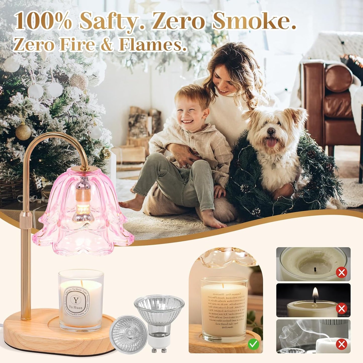Flower Candle Warmer Lamp with Timer - Dimmable Electric Candle Warming Lamps, Adjustable Wax Melter Wamers Light for Jar Candles, Birthday Gifts for Women, Christmas New Home Decor