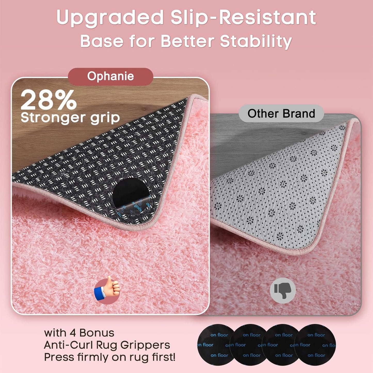 Ophanie Pink Rug for Bedroom Girls, Kids Fluffy Kawaii Fuzzy Furry Shag Area Rug, Cute Plush Soft Shaggy Bedside Indoor Floor 4x6 Carpet for Teen Nursery Dorm Home Room Decor Aesthetic