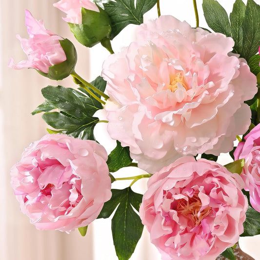 Yastouay 3 Bouquets Peonies Artificial Flowers with 22'' Long Stems, Latex Real Touch Faux Peony Flowers, Fake Peonies Bouquet for Table Centerpieces, Vases Home Wedding Party Decor (Mixed Pink)
