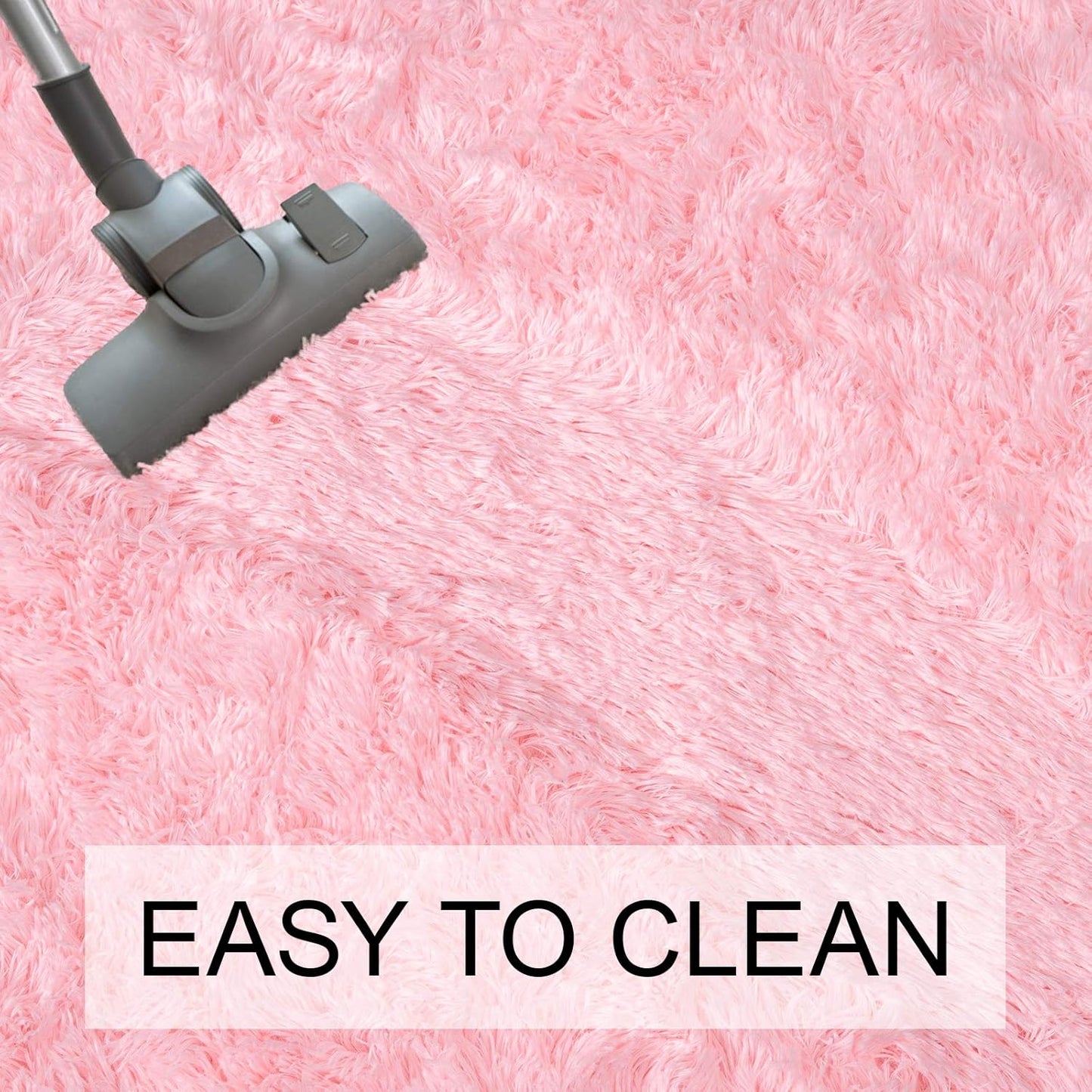 junovo Ultra Soft Washable Shaggy Rug - Non-Slip Oval Carpet for Nursery, Kids Bedroom & Home Decor (2.6x5.3ft Pink) | Plush Fluffy Floor Mat for Cozy Living Spaces
