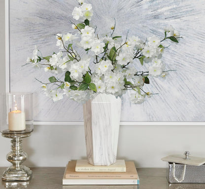 2pcs Artificial Cherry Blossom Flower Bulk Plum White Silk Peach Flowers Cherry Blossom Branches with Leaves for Spring Summer Decor Home Wedding Party Table Centerpieces