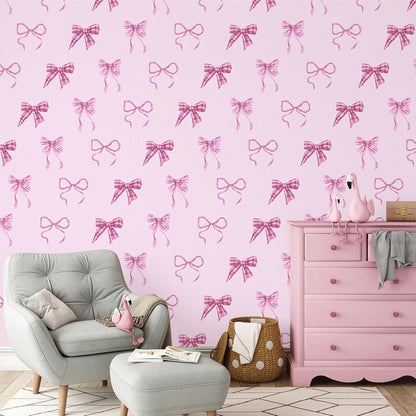 RUSPEPA Peel and Stick Wallpaper, 17.3 Inch x 6.5 Feet, Pink Bow Design Self Adhesive Removable Wallpaper Decorative Waterproof Contact Paper for Cabinets, Walls