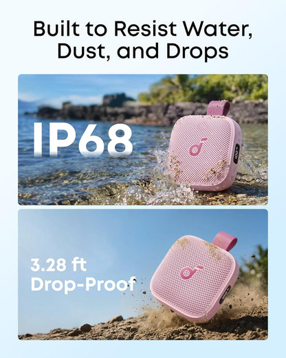 Soundcore Boom Go 3i Portable Bluetooth Speaker by Anker, 15W Punchy Sound, 24H Playtime, IP68, BassUp 2.0, Emergency Charging, Bluetooth 6.0, Waterproof Speaker for Hiking/Cycling/Camping (Pink)