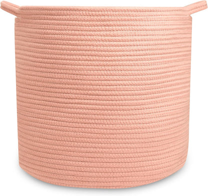 Natemia Rope Storage Basket- Nursery Bin and Toy Organizer (15”x15”x14”), Laundry Basket, Basket for Towels, Pillows and Blankets, Perfect Baby Registry Gift