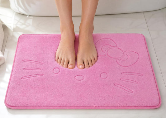 Cute Cartoon Pink Area Rugs for Bedroom Living Room Bathroom Rugs Bath Mat Door Mat Super Soft Memory Foam Design Non Slip and Absorbent 15.75 x 23.62 Inch