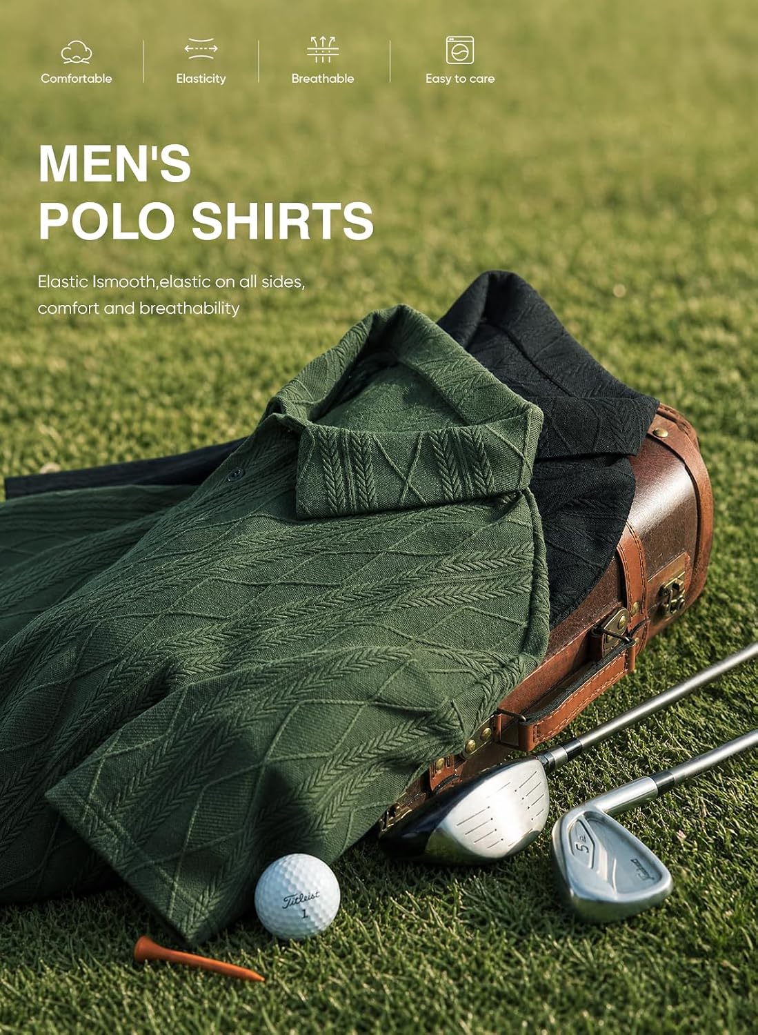 JMIERR Mens Polo Shirt Textured Knit Button Casual Short Sleeve Summer Vacation Beach Stretchy Golf Shirts