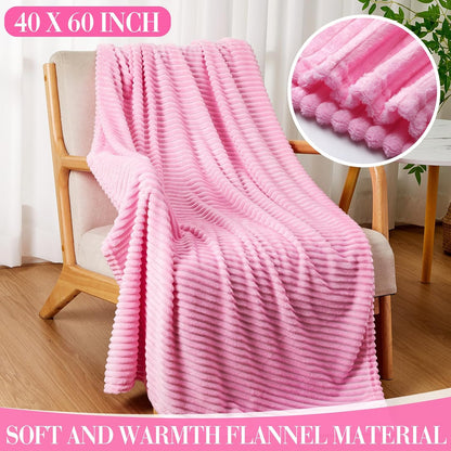 Buryeah 6 Pcs Flannel Fleece Sleepover Blanket Bulk for Girl Galentines Party 40x60 Inch Oeko-tex Standard Soft Throw Blanket Mattress Pajamas Spa Slumber Wedding (Pink)