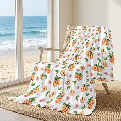 50"x60" Standard Throw Cooling Blanket Peaches Ice Silk Lightweight Breathable Soft Summer Blanket for Hot Sleepers Couch Bed Sofa Camping Flowers Summer Fruit