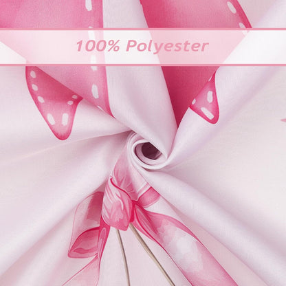 Bonhause Pink Bow Shower Curtain, Cute Cherry Heart Girly Coquette Bathroom Decor 72 x 72 Inch Polyester Fabric Waterproof Bath Curtain with 12 Hooks