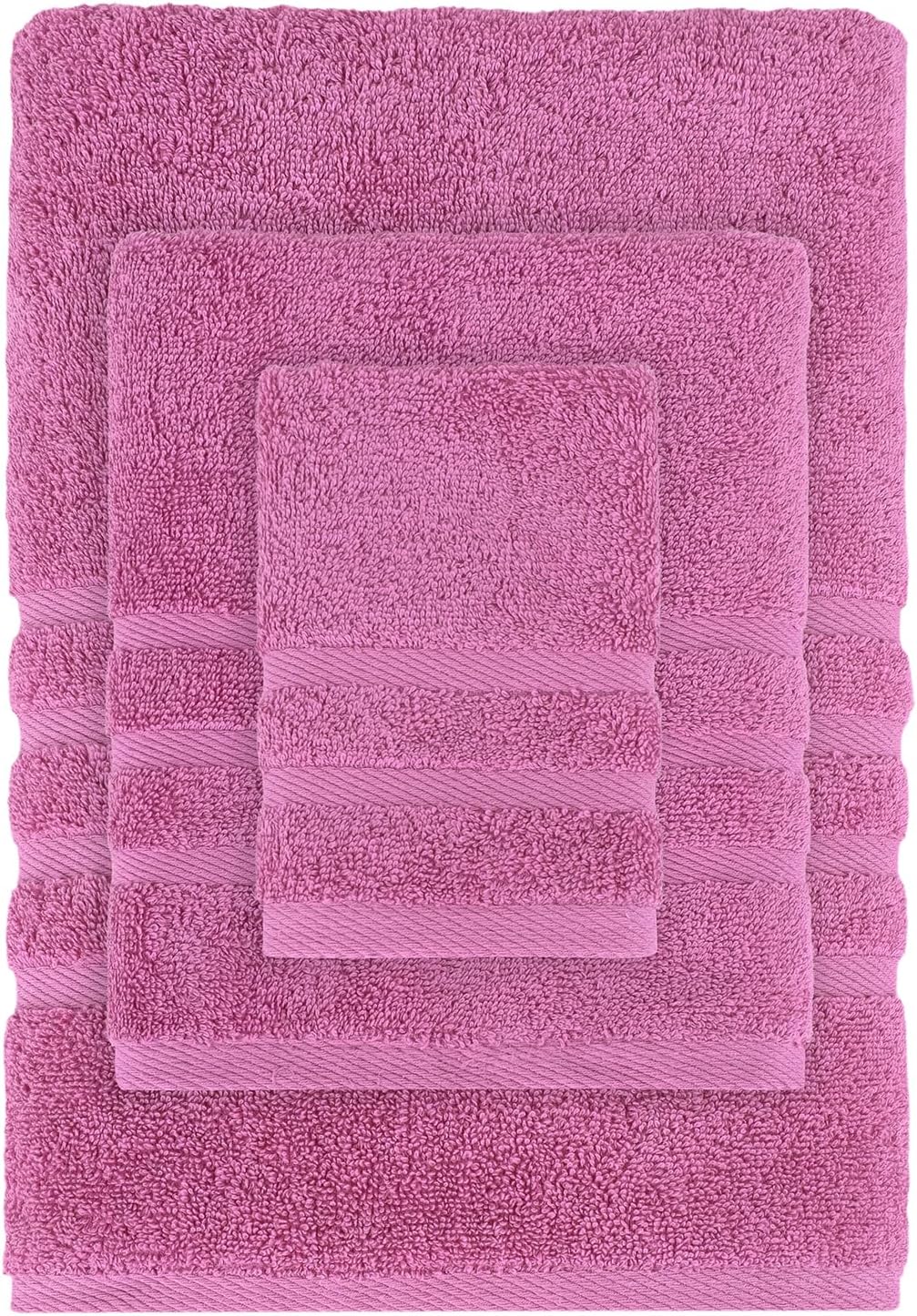 Hotel and Spa Quality 6 Piece Bath Towel Set 2 Bath Towel 2 Hand Towel 2 Washcloth Soft 100% Turkish Cotton Pink