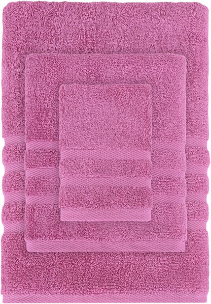 Hotel and Spa Quality 6 Piece Bath Towel Set 2 Bath Towel 2 Hand Towel 2 Washcloth Soft 100% Turkish Cotton Pink