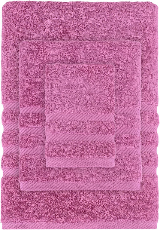 Hotel and Spa Quality 6 Piece Bath Towel Set 2 Bath Towel 2 Hand Towel 2 Washcloth Soft 100% Turkish Cotton Pink