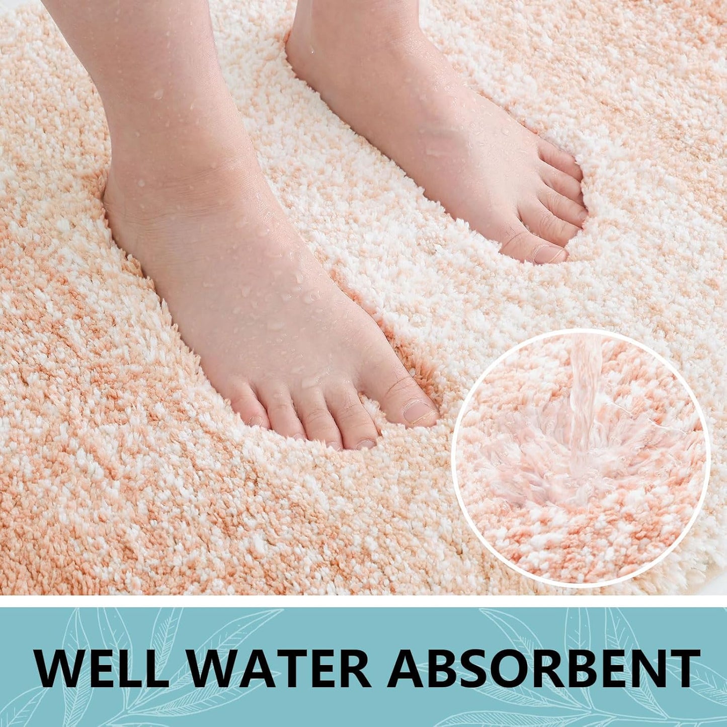 Arotive Bathroom Rugs Set 3 Piece, Extra Soft and Absorbent Bath Rugs, Machine Wash Dry Bath Mats for Bathroom, Toilet, Tub and Shower, 24x16, 30x20 and U-Shaped 24x20, Peach