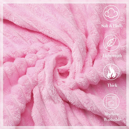 Buryeah 6 Pcs Flannel Fleece Sleepover Blanket Bulk for Girl Galentines Party 40x60 Inch Oeko-tex Standard Soft Throw Blanket Mattress Pajamas Spa Slumber Wedding (Pink)