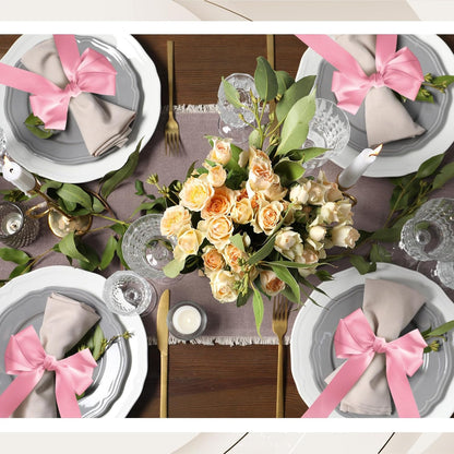 Bow Napkin Rings Set of 12 Pink Ribbon Candlestick Decor Charms Coquette Bow for Wine Glasses Ribbon Gift Rings Bulk for Candle Holder Wedding Birthday Party Bridal Shower Wrapping
