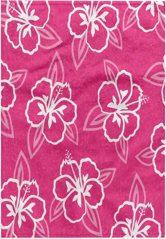 3D Rose TWL_77501_1 Hawaiian Hibiscus Flower Print - Pink & White Towel, 15 x 22