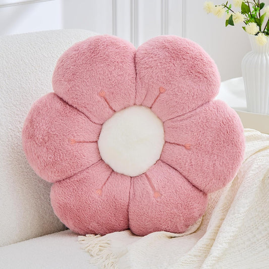 Flower Pillow Cute Flower Shaped Pillows Decorative Throw Pillows Aesthetic Home Decor Floral Daisy Cushion for Bed (Dusty Pink, 14.9 Inch)