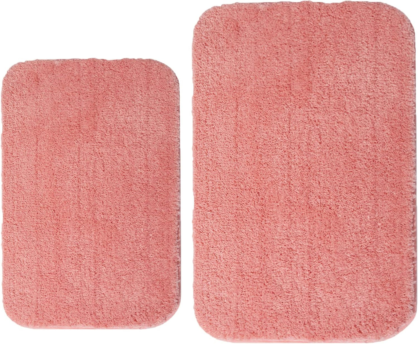 2 Piece Bathroom Rugs and Mats Sets, Soft Bath Mats for Bathroom with Non-Slip Backing, Machine Washable Microfiber Absorbent Bath Rugs (16''x24'' Plus 20''x32'',Pink)