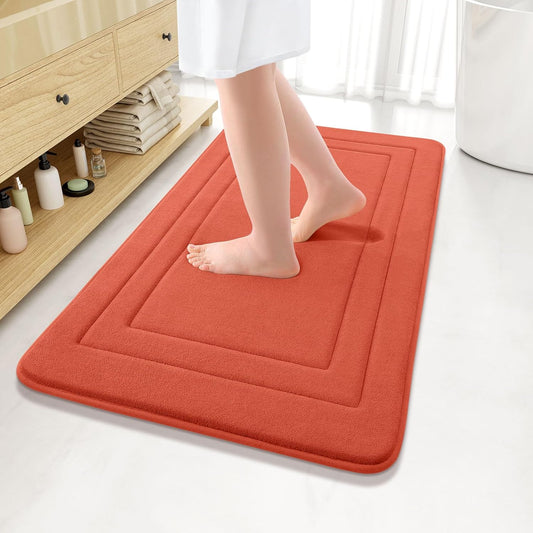 Arotive Memory Foam Bathroom Rug Mat 36x24, Ultra Soft and Absorbent Bath Mat, Machine Wash Dry, Comfortable Bath Rug Carpet for Bathroom Floor, Tub and Shower, Coral