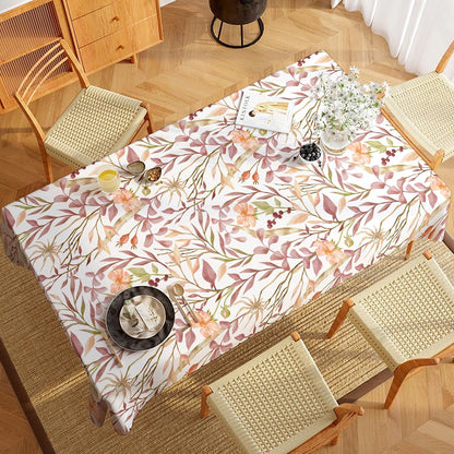 Floral Linen Texture Tablecloth, 60 x 60 Inch, Watercolor Print | Stain & Spill Resistant, Wrinkle Resistant, Reinforced Hem Stitching, Washable Polyester, Fade Resistant Print