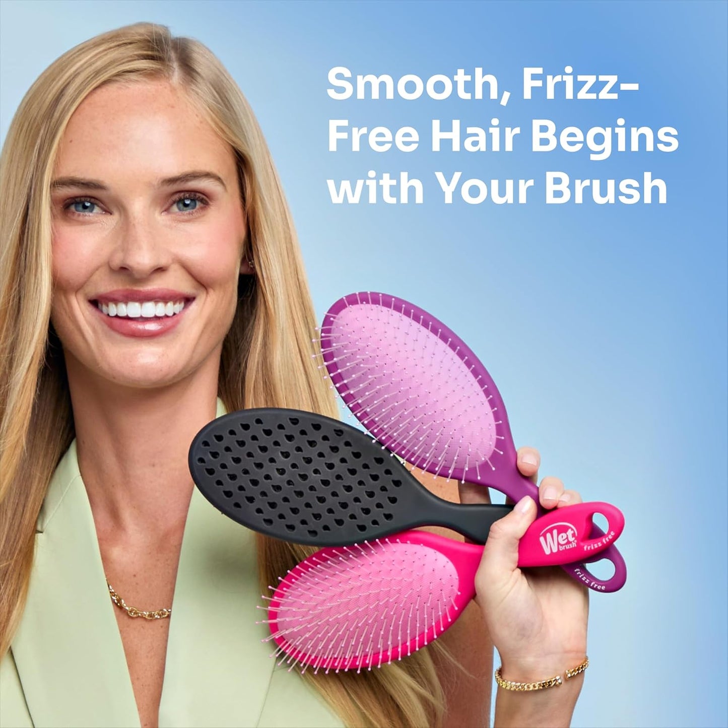 Wet Brush Frizz-Free Detangler Brush with Ionic Technology, Pink, Provides Frizz Control, Reduces Static, and Smooths All Hair Types, Best For Dry Hair, Made for Women, Men & Kids