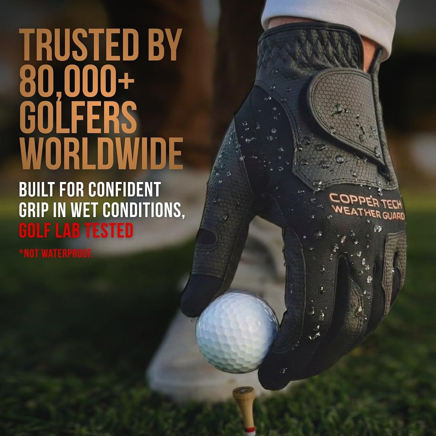 Copper Tech Plus Rain Golf Gloves Women Left Hand or Right Hand (Single) | Water-Enhanced Golf Rain Gloves for Women | Joint Support Ergonomic Copper Compression