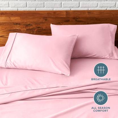 Bare Home Microfiber Pillow Cases - Standard/Queen Size Set of 2 - Cooling Pillowcases - Double Brushed - Light Pink Pillowcases 2 Pack - Easy Care (Standard Pillowcase Set of 2, Light Pink)