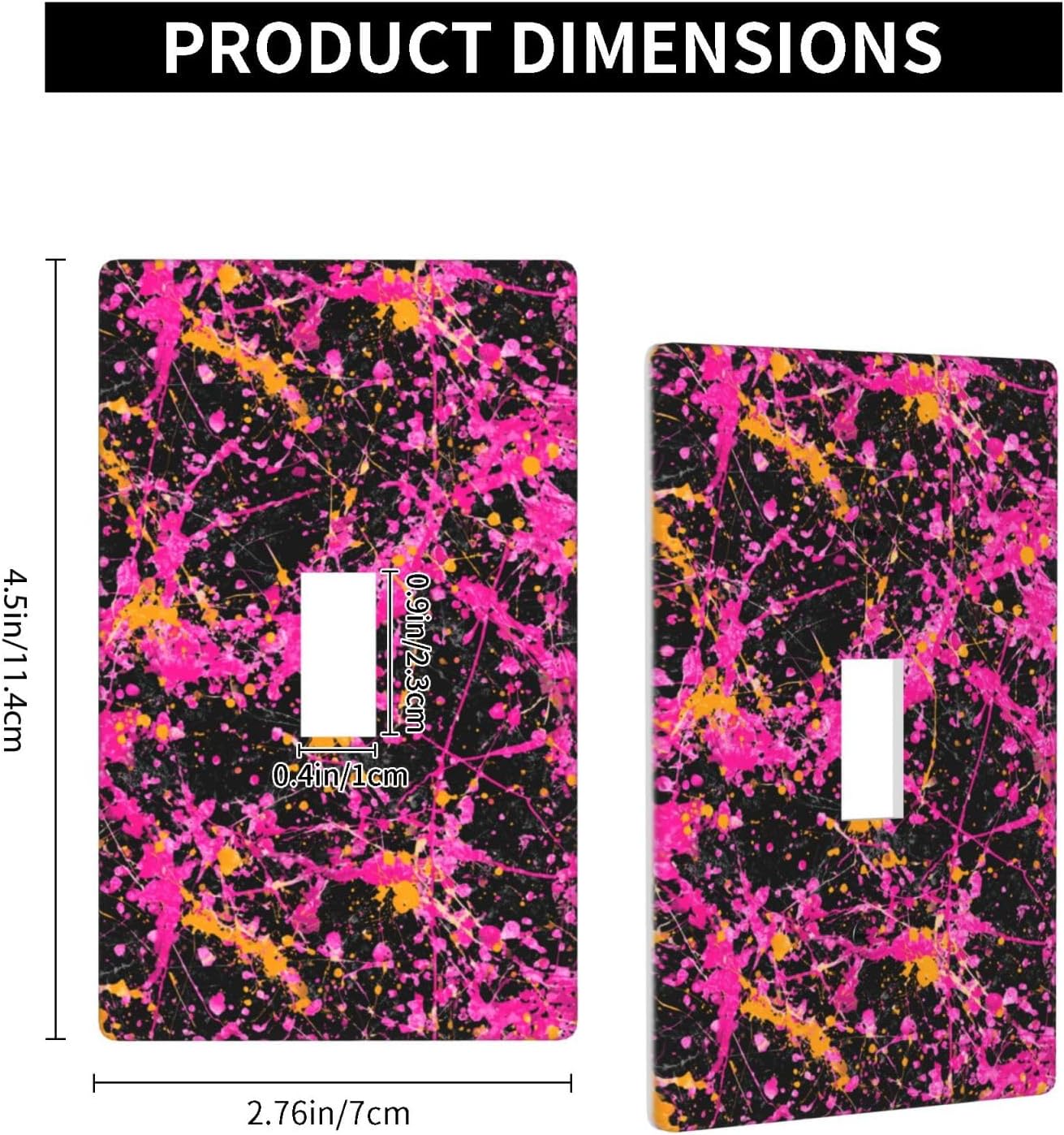Neon Pink Abstract Paint Splatter Light Switch Cover Decorative Single Toggle 1 Gang Wall Plate For Kitchen Farmhouse Bedroom Bathroom Art Decor