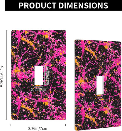 Neon Pink Abstract Paint Splatter Light Switch Cover Decorative Single Toggle 1 Gang Wall Plate For Kitchen Farmhouse Bedroom Bathroom Art Decor