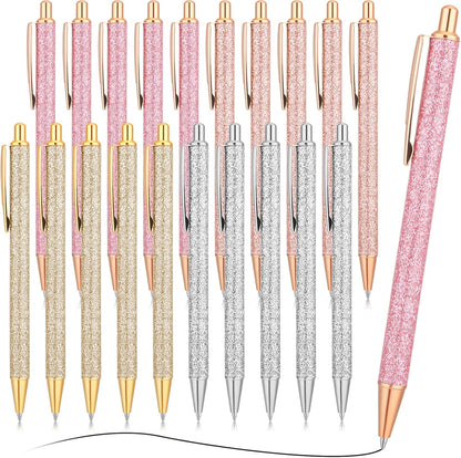 Leinuosen 20 Pcs Ballpoint Pens Comfortable Writing Metal Retractable Black Ink Gift Pens with Medium Point for Office Supplies(Silver, Gold, Dark Pink, Light Pink)