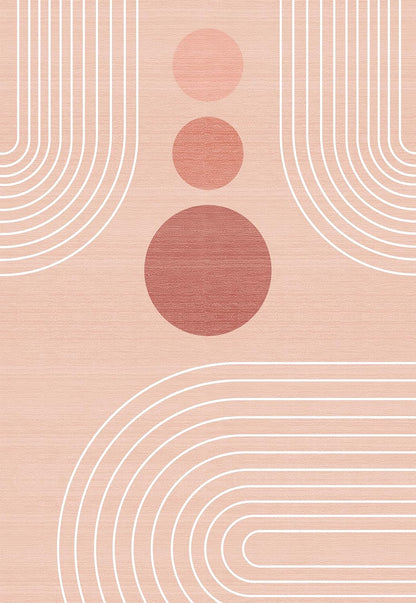 Area Rug 5x7 Boho Modern Minimalist Geometric Abstract Rug Pink Mid Century Modern Rug for Living Room Machine Washable Non-Slip Printed Low Pile Indoor Carpet for Bedroom Dining Room Office Pink