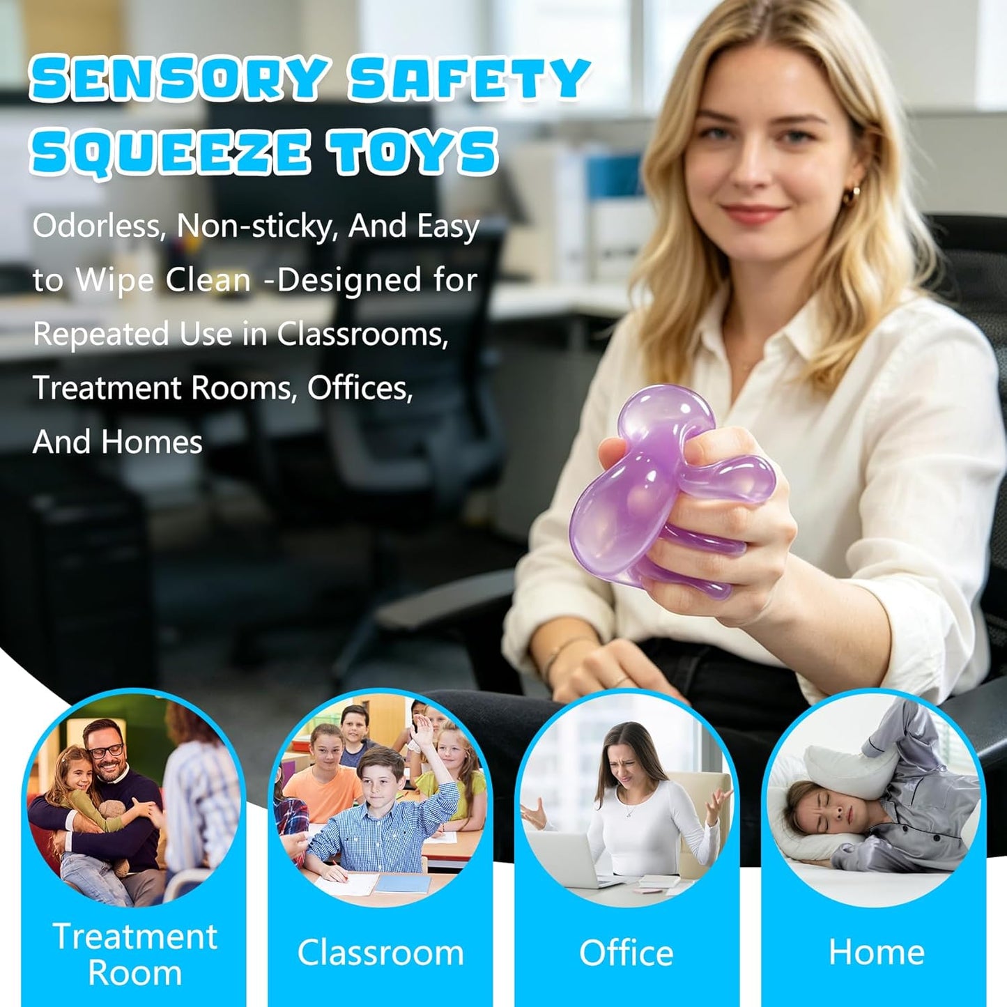 2 PCS Coconut Oil Squishy – Formable No-Rebound Stress Relief Balls, Sensory Fidget Toys for Study Work & Relaxation, Calming Desk Decor Anxiety Relief Gifts for Kids & Adults(Blue+Pink)