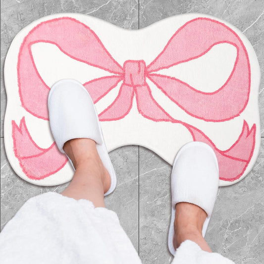 JarThenaAMCS Bow Rug Mat Pink Coquette Bowknot Bathmat 20 x 30 Inch Bathroom Mat for Room Decoration Kitchen Living Room