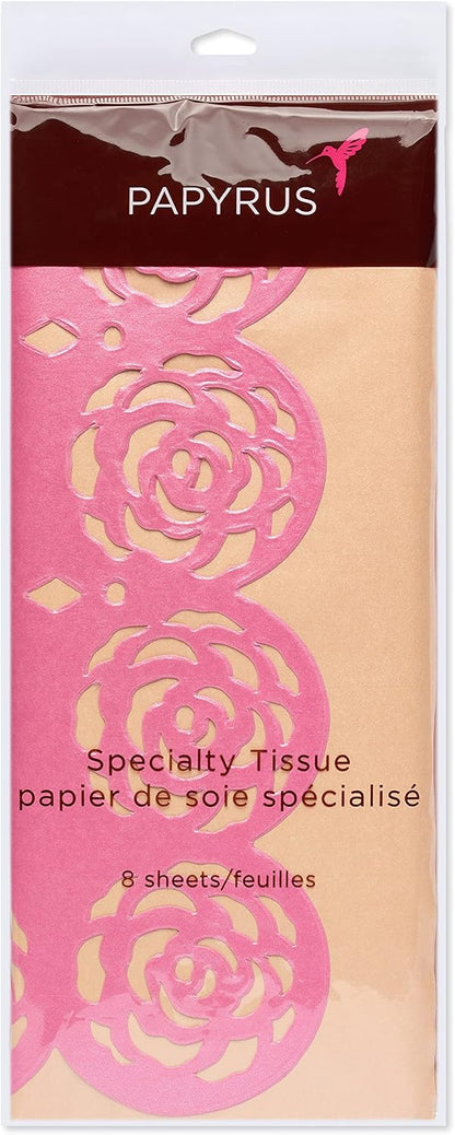 Papyrus 8 Sheet Tissue Paper (Pink and Peach with Rose Edges) Valentines, Birthdays, Crafts, DIY and More
