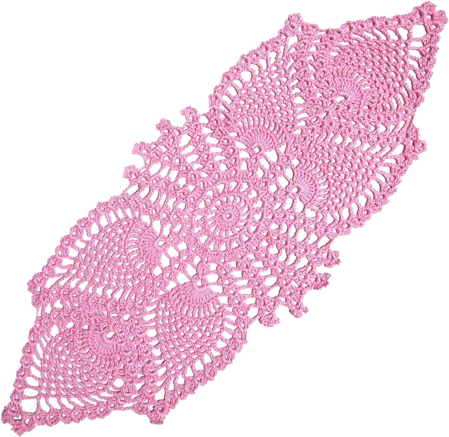 7 in x 21 in Crochet Lace Table Doilies Eyes Flower Doily Kitchen Vase Place Mats for Anniversary Mother's Day (Pack of 1PC, Style02-Pink)