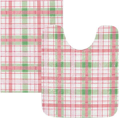 ALAZA Pink Checkered Grid Bath Mat for Bathroom Rugs Rectangle Carpet for Shower, Fluffy Absorbent & Machine Washable