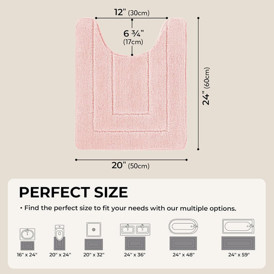 GRANNY SAYS Toilet Rugs U Shaped Washable Non Slip, Toilet Mats for Bathroom Soft Plush Shaggy Absorbent, Microfiber Bath Mats for Bathroom Toilets Cute Decor, 20" x 24", Pink