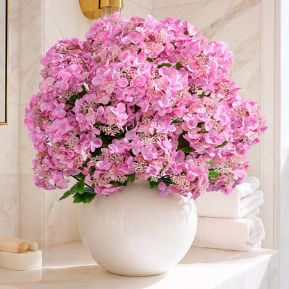 8Pcs Real Touch Hydrangea Pink Hydrangea Artificial Flowers Silk Hydrangea Flowers Full Faux Hydrangea Flowers with Stems for Home Decor Party Arrangements Wedding Bouquets Centerpieces (Light pink)