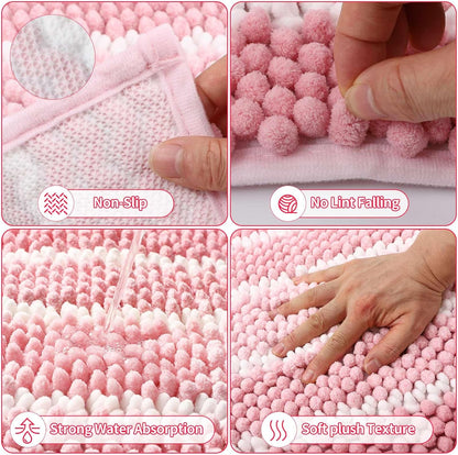 XLHOMO 25PCS Pink Bathroom Accessories Sets Complete, with Shower Curtain, Rugs, Trash Can and Toilet Brush, Toothbrush Holder and Cup, Soap Dispenser, Soap Dish, Qtip Holder, Bathroom Decor Sets