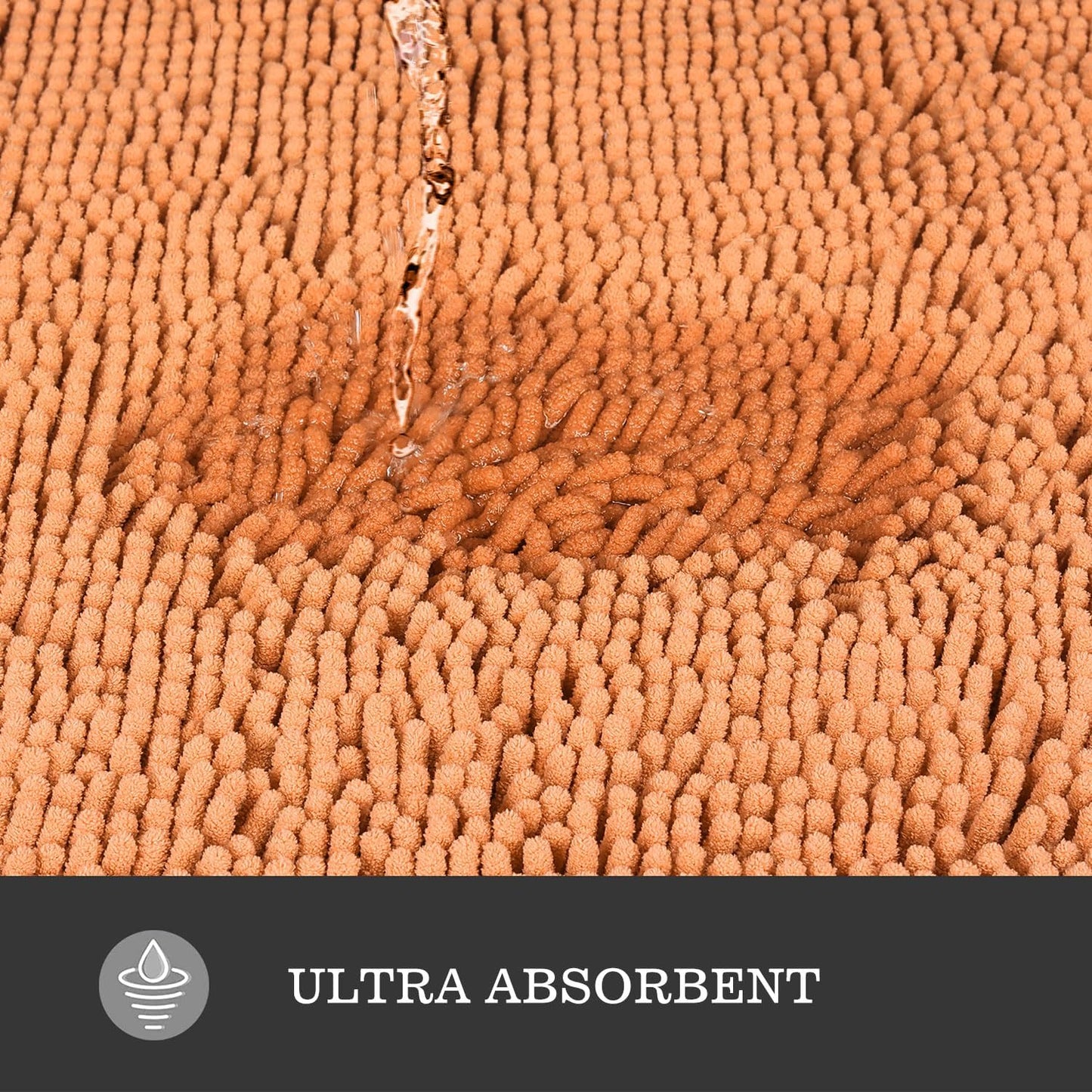 Yeaban Peach Bathroom Rugs 17"x24",Chenille Bath Mats,Absorbent and Washable Bath Rug Non-Slip, Extra Soft Rugs for Bathroom Floor,Tub,Shower and Sink