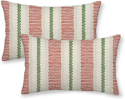 Pink Sage Green Pillow Covers 18x18 Inch 2 Pcs Boho Preppy Polka Dots Striped Decor Throw Pillows Modern Geometric Outdoor Farmhouse Decoration Pillowcase Linen Cushion Cover for Couch Sofa