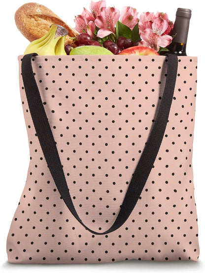 Cute Peach Pink Black Minimalist Boho Tiny Polka Dot Pattern Tote Bag