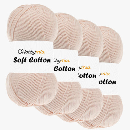 Soft Cotton Blend Crochet Yarn – Sport Weight Yarn for Crochet & Knitting – 100g / 361yds – 55% Cotton 45% Acrylic – Ideal for Amigurumi & Baby Projects (Orange - Light Peach, 4 Skeins)