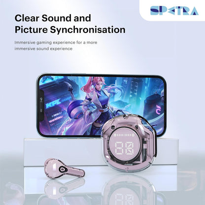 Crystal Earbuds (Pastel Pink) - Dive into a World of Color and Sound with Chic Pastel Hues & Transparent LED Display Case - Premium Wireless Audio Experience