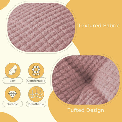 Kitchen Chair Cushions for Dining Chairs Set of 2, Tufted Kitchen Seat Cushions with Ties and Non-Slip Bottom 18"X16.5"X3" Light Pink
