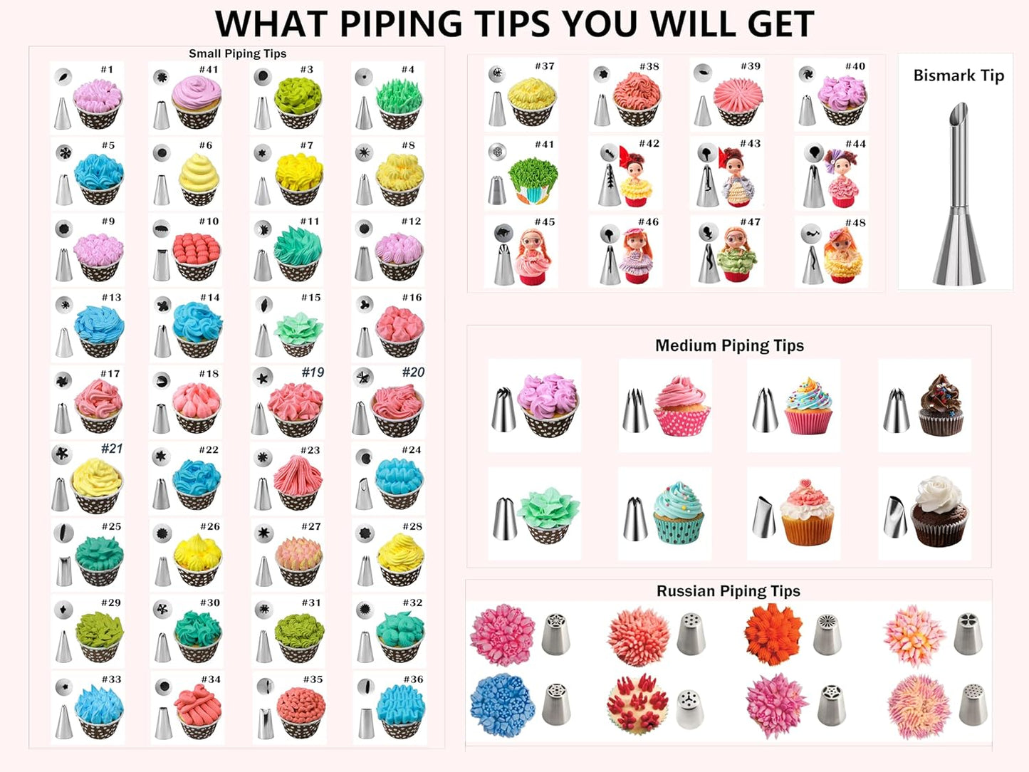 Gawren-H&E 208 PCS Cake Decorating Kit,Baking Supplies with Dessert Decorating Syringe Set,Storage Case,Icing Piping Bags and Tips Set,Frosting Fondant Bakery Set for Adults Beginners(Light Pink)