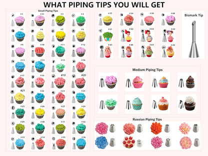 Gawren-H&E 208 PCS Cake Decorating Kit,Baking Supplies with Dessert Decorating Syringe Set,Storage Case,Icing Piping Bags and Tips Set,Frosting Fondant Bakery Set for Adults Beginners(Light Pink)
