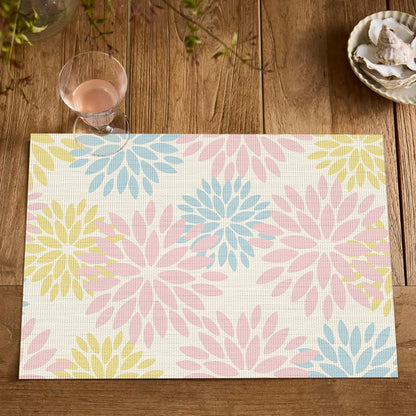 Artoid Mode Floral Vinyl Plastic Placemats Set of 4, 12x18 Inch Washable Non-Slip PVC Place Mats for Party Kitchen Dining Decor, Pink
