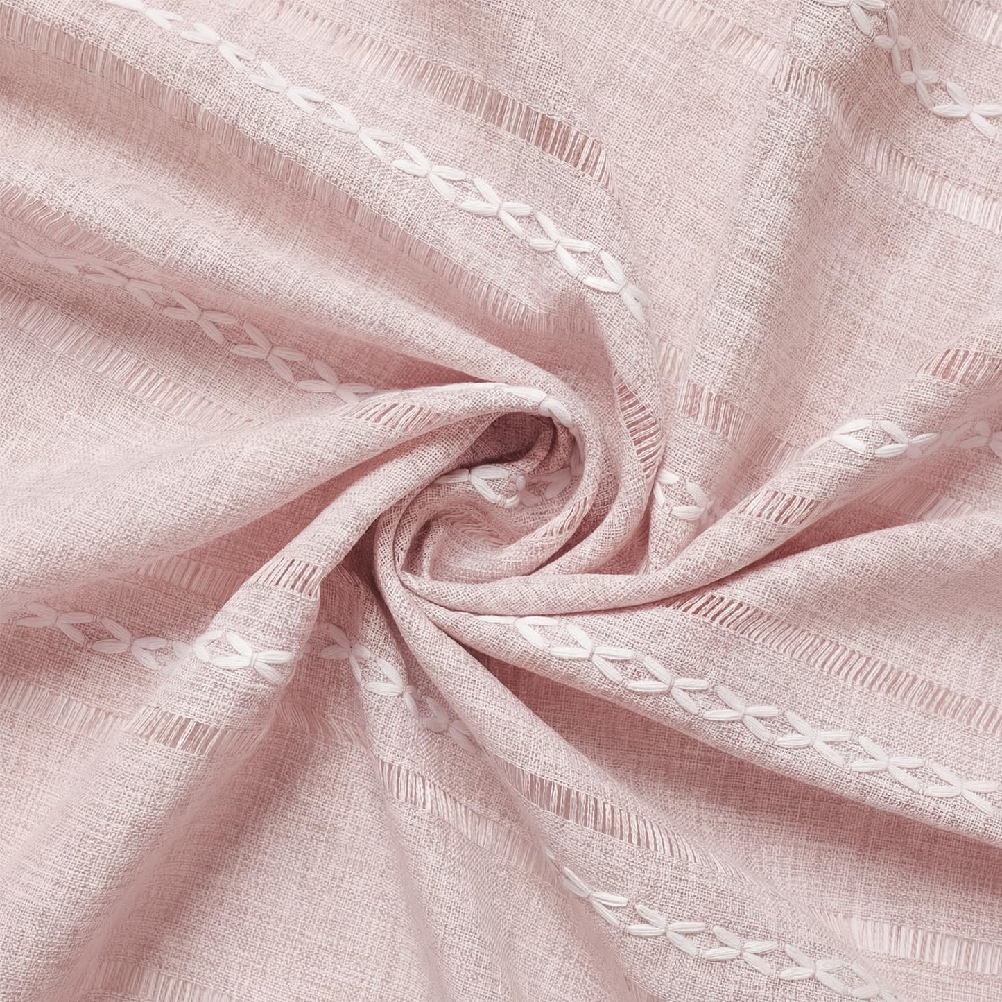 Horaldaily Pink Cotton Blend Tablecloth 60×60 Inch Round, Farmhouse Style, Wrinkle Resistant Washable Table Cloth, Hemstitched Embroidery Table Cover for Home